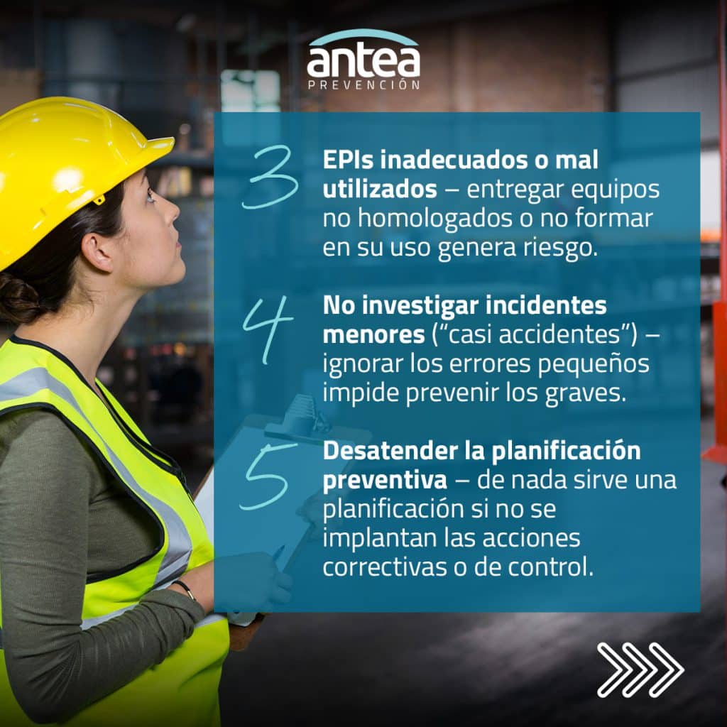 errores comunes de PRL